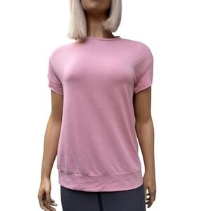 Sweetlegs Bamboo Top Short Sleeve Raw Edge Dusty Rose Balletcore Minimalist S